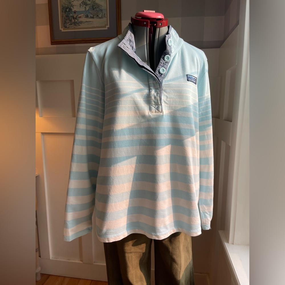 L.L. Bean Light Blue Striped Sweater